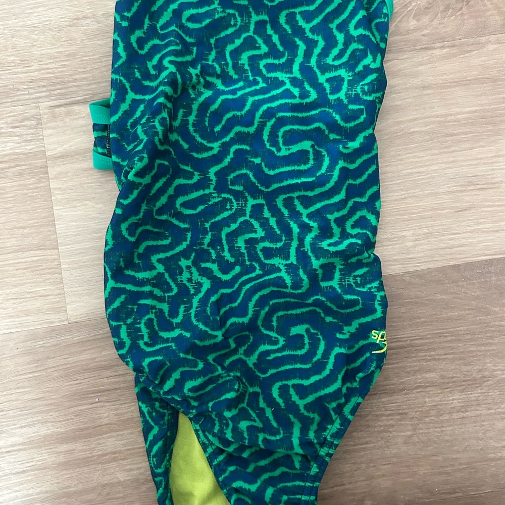 Speedo Kids Bodysuit - Green and Blue Pattern